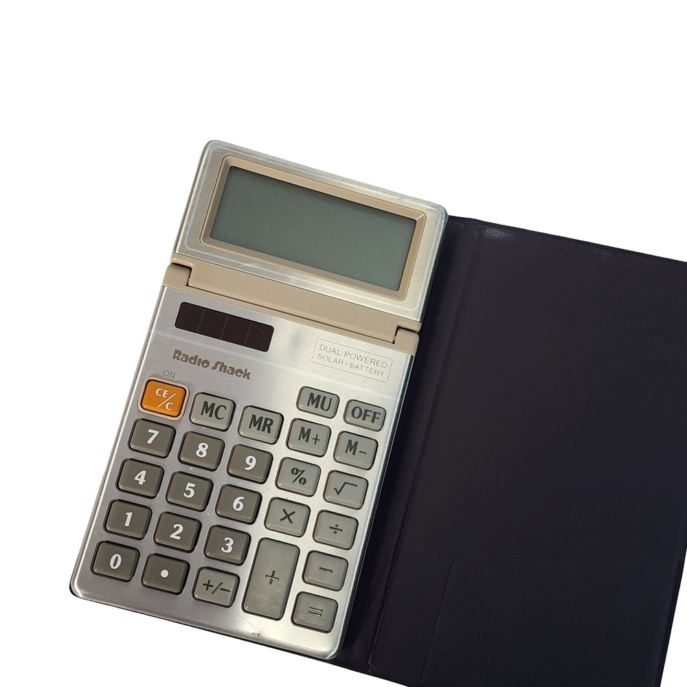 Vintage Radio Shack EC-447 Pocket Calculator Works Battery Wallet Case